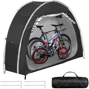 DOKKOME Fahrradzelt Wasserdicht Fahrradlagerzelt Tragbar Camping Beistellzelt Fahrrad Garage Gerätezelt Outdoor Fahrradabdeckung Gartenzelt für Fahrräder Motorräder Gartengeräte Rasenmäher Schwarz