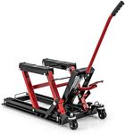 COSTWAY 680kg Hydraulic Motorcycle Lift, Motorbike Jack Lift Table with 3-Level Height Adjustable Platform & 4 Wheels, Foot-Operated Hoist Stand Motorcycle Repair Stand for Quad, ATV, UTV (Black+Red)