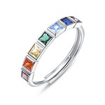 Chakra Gifts for Women Sterling Silver Adjustable Chakra Ring Healing Jewelry Birthday Gifts for Mom Daughter Yoga Lover