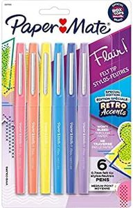 PAPER MATE Flair Felt Tip Pen Set, 7mm, 6-Colors, Retro