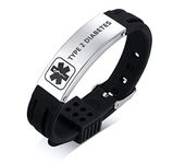 PJ JEWELLERY TYPE 2 DIABETES Silicone Comfort Sport Wristband Emergency Medical Alert ID Bracelet for Men Women Kid