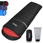 QEZER Down Sleeping Bag -3°C to -23°C Winter Rectangular Sleeping Bag for Adults Cold Weather Camping, Backpacking and Hiking Outdoor