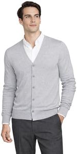 State Cashmere Button Front Cardigan - Long Sleeve Sweater for Men Made with 100% Pure Cashmere Sourced from Inner Mongolia Goats - Soft, Lightweight & Versatile - (Pale Charcoal, Small)