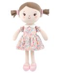 Soft Baby Doll Toys (16'') for Girls, My First Baby Rag Dolls for Girl Birthday Gift Plush Doll Toys Machine Washable Baby Doll for Toddler Kids Infants (12-inch Pink Flower Girl)