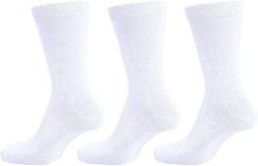 COSHAL® 3 Pairs Children’s Plan School Socks Boys & Girls Cotton Rich Breathable Cotton Socks for Kids School Casual Sports Mid-Calf Socks, Size (4-6) WHITE