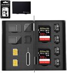 BLUE CRAFT SIM/SD 2 in 1 Card Holder Case, Slim Aluminum with 12 SIM/SD Slots, 2 SIM＋2 Micro SIM＋2 Nano SIM＋2 SD＋4 Micro SD， with SIM Card adapters & Eject Pin (Black)