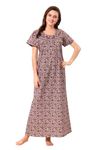 Soulemo Women's Pure Cotton Floor Length Nighty (S - Bust - 38 - Fawn_Brown) 1633_OS