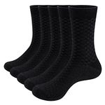 YUEDGE Men's Argyle Business Dress Socks Basic Mens Socks Breathable Cotton Socks Thin Black Socks For Men Plus Size 6-10, Multipack, 5 Pairs