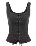 SCARLET DARKNESS Women's Pirate Renaissance Vest Cosplay Costume Peasant Bodice, Black, 3XL