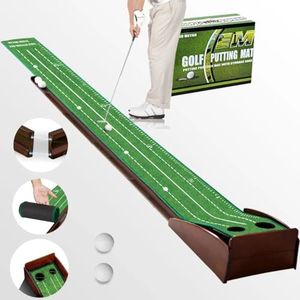 Putting Green,Premium Putting matt for Indoor with Auto Ball Return, Dual Hole Practice, Golf Practice Made Easy. Portable and Low-Maintenance,Ideal Gift for Golf Enthusiasts.