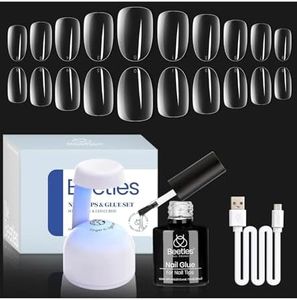 Beetles Nail Kit Gel Nail Polish Nail Extension Kit with 500Pcs Soft Gel Nail Tips Short Oval Shape 5 In 1 Nail Glue Base Gel and Innovative Uv Led Lamp Nail Art Home Set Acrylic False Nail Kit