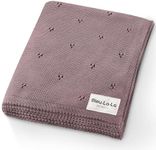 Bleu La La Organic Pointelle Receiving Swaddle Blanket for Girls - 100% Luxury Organic Soft Cotton Knit Warm Cozy Cuddle Stroller Crib Blanket for Newborns, Infants, & Toddlers (Sugar Plum)