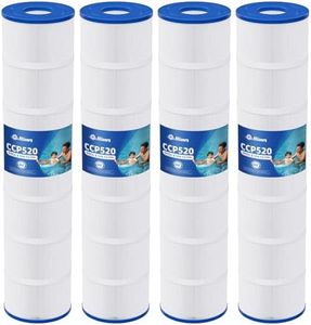 Hiioors CCP520 Pool Filter Cartridges 4 Pack, Compatible with Pentair Clean & Clear Plus 520, Replace Pentair R173578, Pleatco PCC130, 520 sq.ft, Heavy Duty 5 oz+ Trilobal Fabric