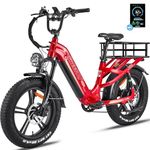 FREESKY 1200W Electric Bike for Adults,52KM/H 48V 20AH Battery,144KM Range,Step-Thru City Ebike with Hydraulic Brakes 20''Fat Tires Full Suspension NFC System Electric Bicycle for Urban Riding