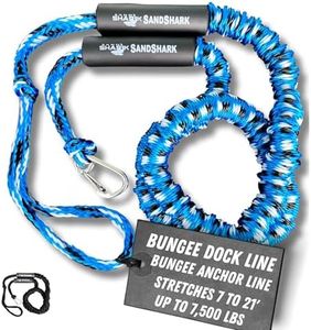 SandShark Premium Anchor Bungee Dock Line. Boat Accessories Anchor Line Absorbs Shock to Anchors and Docks w/Stainless Steel Clip - Blue - 7-21ft