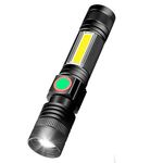 Torch USB Rechargeable Including 18650 Battery - LED Torch Tactical Super Bright Powerful Magnetic COB Work Torches Flashlight for Camping,Hiking,Fishing …