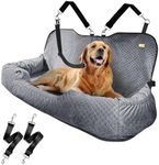 Kiusatig Large Dog Car Seat for 100lbs Dog Bed Car Seat Fully Detachable Washable Extra Large Dog Car Back Seat Pet Travel Safety with Storage Pocket,Grey