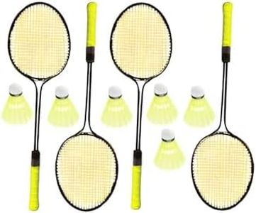 Badminton Racket Set, 4 Rackets (2 Pair) with 6 Nylon Shuttlecocks