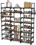 SPUSEN Shoe Rack, 8 Tier Shoe Storage Organizer with Hooks,Fit 42-50 Pairs Shoes,Mental Tall Shoe Shelf for Closet,Entryway,Garage,Bedroom,Cloakroom（140x127x30.5cm）