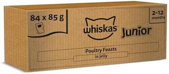 whiskas Junior Poultry Selection in Jelly 84 Pouches, Wet Kitten and Cat Food, Selection of Chicken, Duck, Poultry and Turkey, Megapack (84 x 85 g)