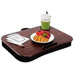 LAPGEAR Cup Holder Lap Desk with Device Ledge - Espresso Woodgrain - Fits up to 14 Inch Laptops - Style No. 46324