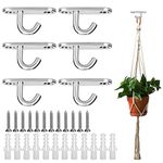 AFASOES 6pcs Ceiling Hooks 304 Stainless Steel Pad Eye Plate Anchor Heavy Duty Ceiling Light Hook M5 Wall Mount Ceiling Plant Hangers Chandelier Swag Hook with Screws for Lamp Plant Basket Ceiling Fan