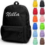 Camibear Personalised Backpack for School with Name Embroidery, Custom Kids School Bag, Childrens Rucksack for Girls & Boys, Customized Bookbag for Teenage Primary Secondary (Black, Large)