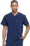 Dickies EDS Essentials Men Scrubs Top Tuckable V-Neck DK635, L, Navy