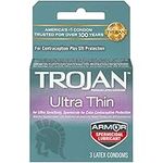 Trojan Ultra Thin Condoms with Spermicidal Lubricant, Pack of 3