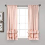 Lush Decor, Blush Allison Ruffle Curtains Window Panel Set for Living, Dining Room, Bedroom (Pair), 63" x 40", 63" L