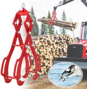 Log Tongs, 36 inch Log Lifting Tongs Heavy Duty Grapple Timber Claw, 4 Claw Lumber Skidding Tongs Logging Grabber, Timber Claw Hook, Red