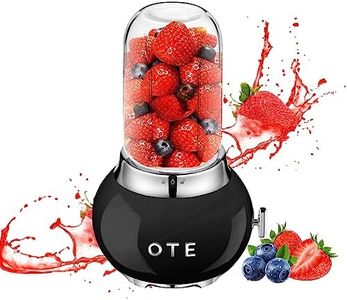 OTE Portable Smoothie Glass Blender 14OZ Personal Stainless Steels Electric Shakes Juicer Machine 200W Retro Small Kitchen Appliances Mixers BPA-Free 4 Blades Juice Travel Home Sport Outdoor - Black