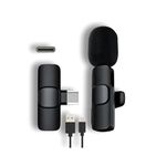 VarniADR Wireless Microphone 2-in-1 Lavalier Mic with Receiver for iPhone/Android Type-C Plug & Play Clip-On Mini Microphone for YouTube Vlogging, Zoom