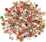 SANNIX 220Pcs Assorted Gold Plated Enamel Charms Necklace Bracelet Pendants for DIY Jewelry Making and Crafting