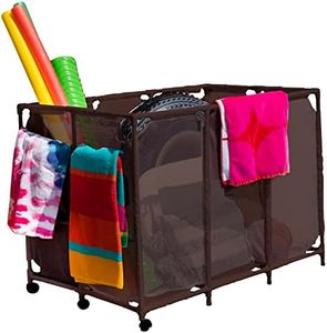 Pool Noodles Holder, Toys, Floats, Balls and Floats Equipment Mesh Rolling Storage Organizer Bin, XXL, Brown Style 455119