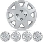 BDK Wheel Guards – (4 Pack) Hubcaps for Car Accessories Wheel Covers Snap Clip-On Auto Tire Rim Replacement for 14 inch Wheels 14” Hub Caps (Classic Thick Spokes)