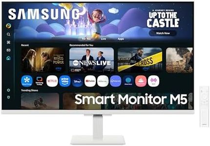 Samsung 32" (80cm) M5 Smart Monitor with Smart TV Experience|FHD 1920 x 1080|Screen Mirroring TV Plus|Speakers|Adaptive Sound|Wi-Fi|HDMI|Bluetooth|LS32FM501EWXXL|White