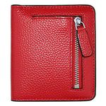 JEEBURYEE Womens Small Compact Leather Bifold Wallet RFID Blocking Ladies Wallet Mini Purse with ID Window Red