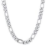 Classic Men Figaro Chain 9MM Wide Stainless Steel Necklace,30 Inch