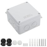 LeMotech Junction Box with Reserved Holes ABS Plastic Electrical Box IP65 Waterproof Dustproof Project Enclosure for Electronics White 3.9 x 3.9 x 2.8 inch