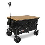 MoverX 200L Camping Trolley on Wheels, Table Folding Wagon, Portable Camping Cart, Foldable Trolly for Festival Beach Outdoor Garden Picnic Shopping Fishing, Wide Wheels, Adjustable Handl, Black