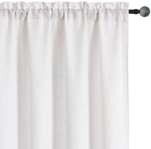 Chyhomenyc Bennet Natural Linen Curtains 84 Inch Length 2 Panels Set, Faux Linen Textured Burlap Light Filtering Privacy Farmhouse Curtain Drapes for Living Room Bedroom 40Wx84L, Natural