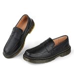 CLAKBLRG Women's Loafers Genuine Leather Loafers for Women Classic Penny Loafers for Women Fashion Driving Moccasins Women, Black, 8