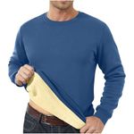 Men's Sweatshirts UK Clearance, Warm Fleece Plain Colour Jumpers Causal Sherpa Lined Pullover Sweater Classic Winter Sweatshirt Mens Long Sleeve Fleece Jumper Daily Office Basic Loose Fit Navy