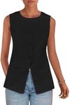 PRETTYGARDEN Women's Summer Suit Vest Tops 2025 Dressy Business Casual Sleeveless Button Down Trendy Fashion Blazer Waistcoat (Black,X-Large)