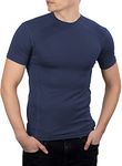 281Z Mens Hiking Moisture Wicking Base Layer T-Shirt - Sport Climbing Outdoor - Active Athletic Workout - Polartec Delta - Sun Protection (Navy Blue, X-Large)