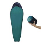 Litume 570g, 9℃-20℃, Backpacking Lightweight Sleeping Bag, Summer Backpacking Sleeping Bag, Compact Foldable Insulating Mummy Bag and Stuff Sack for Compact Camping Hiking (Deep Teal)