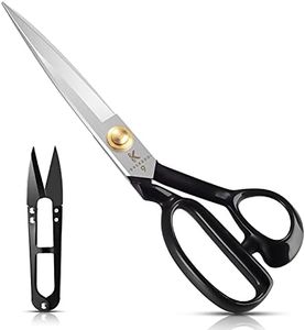 Homlynn Tijeras de Costura, Tijeras de modista de 24 cm con Cortador de Hilo - Tijeras de Tela Acero al Carbono para Cortar Tela, Ropa, Cuero, materias primas (Blanco, 9 Pulgadas, diestro)