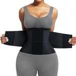 FeelinGirl Workout Waist Cincher Tainer Neoprene Faja Body Shaper Tummy Slimmer Corset Shapewear Plus Size Postpartum Belly Wrap Band for Women Black S