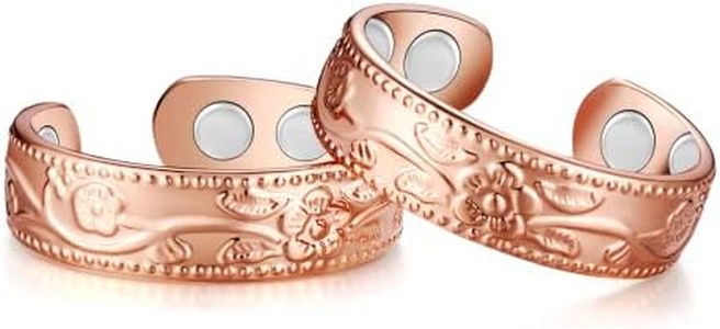 Vicmag Copper Magnetic Ring for Women Ring Ladies Fingers Thumb 99.9% Solid Pure Copper Gift 2PCS Adjustable (4X Rose Gold)